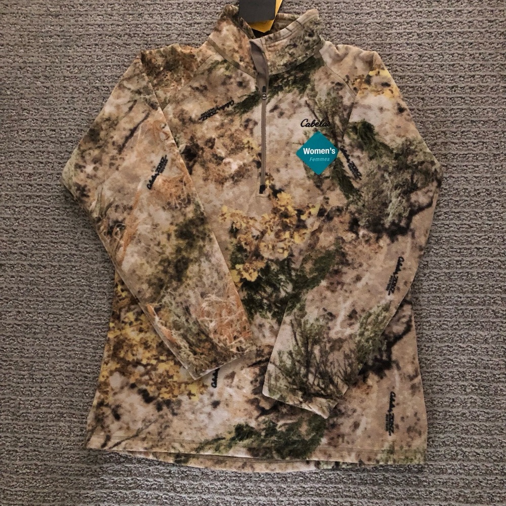 NWT Cabela's Camouflage 1/4 zip Fleece Pullover size Med - Picture 4 of 5